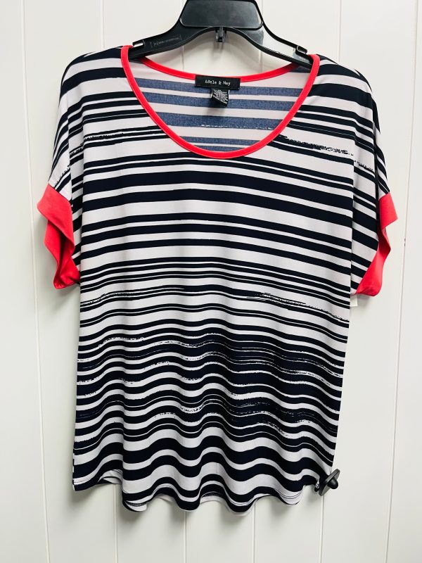 Top Short Sleeve By adele & may In Blue & White, Size: Xl Discount