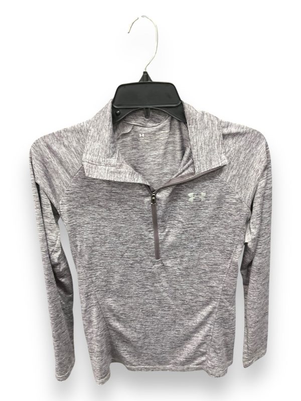 Athletic Top Long Sleeve Collar By Under Armour In Grey, Size: Xs Online