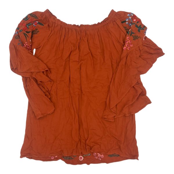 Blouse 3 4 Sleeve By Umgee In Orange, Size:1X Online Sale