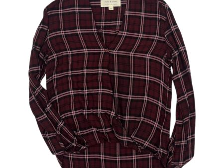 Top Ls By Cloth & Stone In Maroon, Size:Xs For Sale