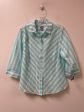 Blouse Long Sleeve By Chicos In Blue & White, Size: M For Cheap