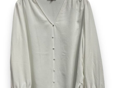 Blouse Long Sleeve By Adrianna Papell In White, Size: L on Sale