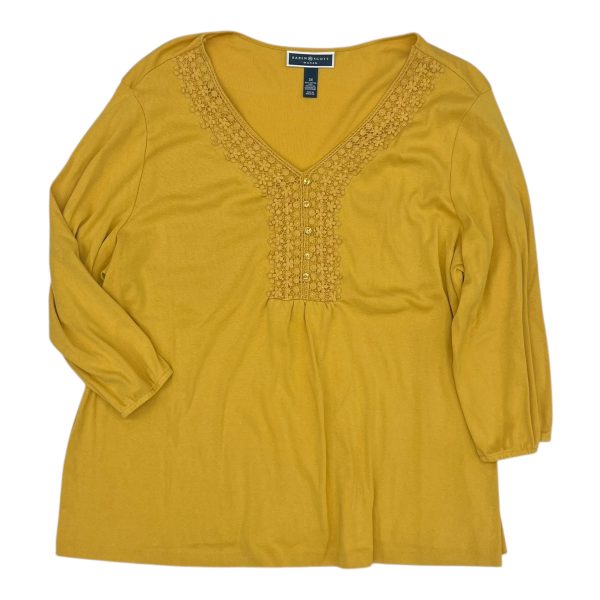 Top 3 4 Sleeve By Karen Scott In Yellow, Size:3X For Discount