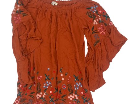 Blouse 3 4 Sleeve By Umgee In Orange, Size:1X Online Sale