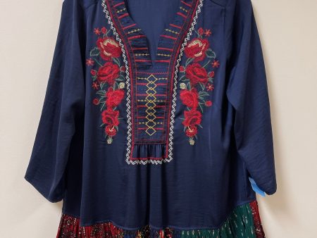 Top Long Sleeve By Coldwater Creek In Blue & Red, Size: Xs Online Hot Sale