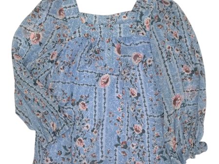 Blouse Ls By Lc Lauren Conrad In Blue, Size:L Hot on Sale