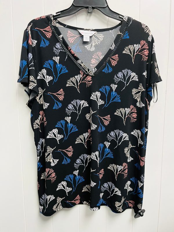 Top Short Sleeve By Liz Claiborne In Black & Blue, Size: Xl Supply