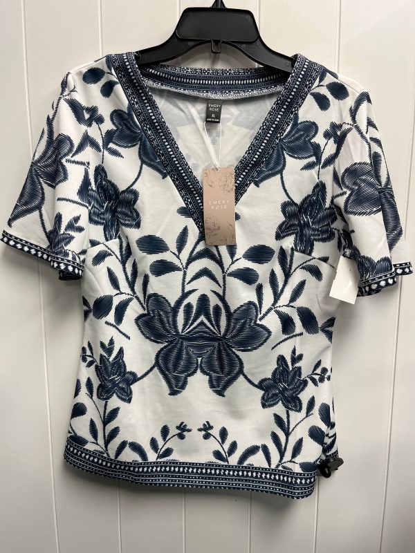 Top Short Sleeve By emery rose In Blue & White, Size: Xl Cheap