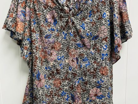 Top Short Sleeve By C And C In Blue & Brown, Size: Xl Online Hot Sale