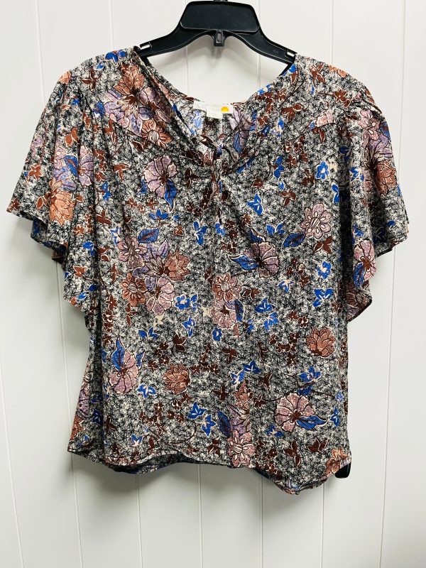 Top Short Sleeve By C And C In Blue & Brown, Size: Xl Online Hot Sale