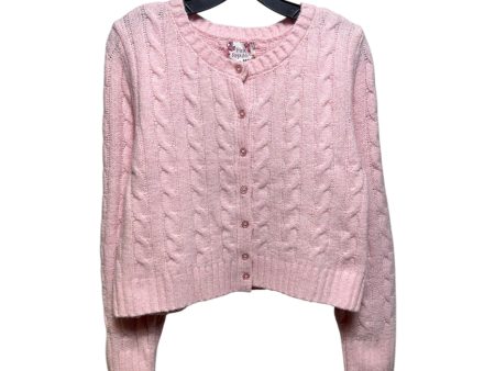 Cable Knit Sweater Cardigan By Pink Republic In Pink, Size: Xl Fashion