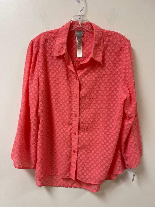 Blouse Long Sleeve By Chicos In Pink, Size: L Online