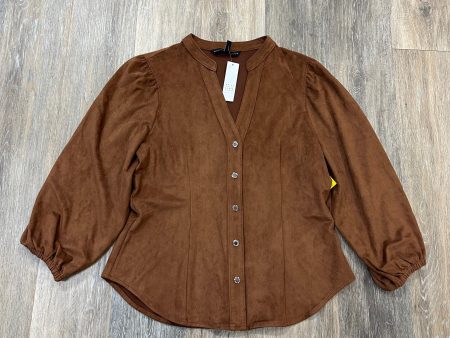 Blouse Long Sleeve By White House Black Market In Brown, Size: L For Cheap