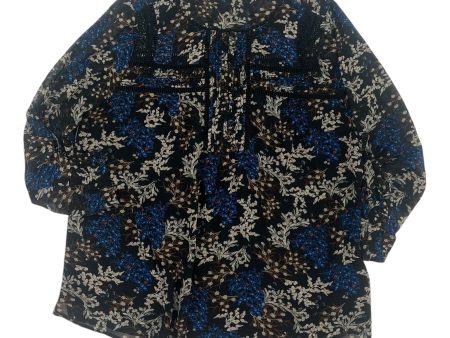 BLOUSE LS by DANIEL RAINN In BLACK & BLUE, Size: 2X For Sale