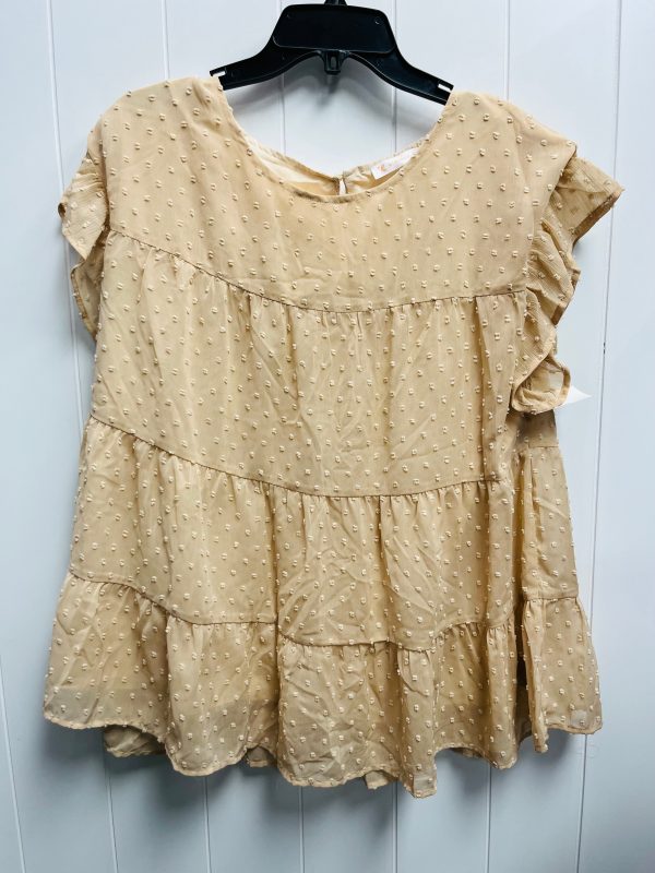 Top Short Sleeve By kirundo In Tan, Size: Xl Online Hot Sale