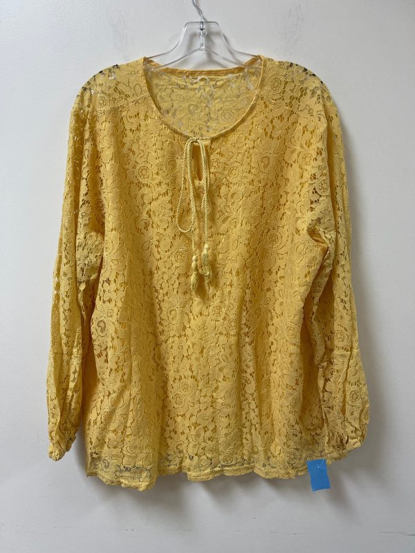 Top Long Sleeve By Clothes Mentor In Yellow, Size: 3x Cheap