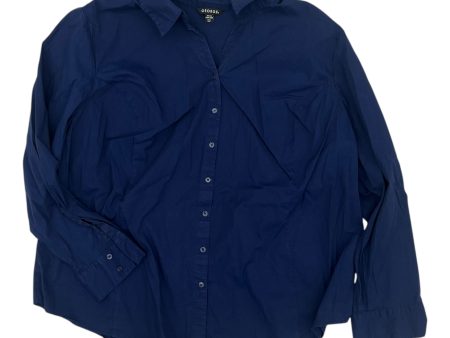 Blouse Ls By George In Blue, Size:4X on Sale