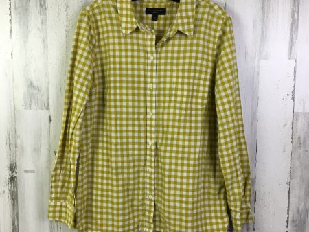 Top Long Sleeve By Banana Republic In White & Yellow, Size: Xl Supply