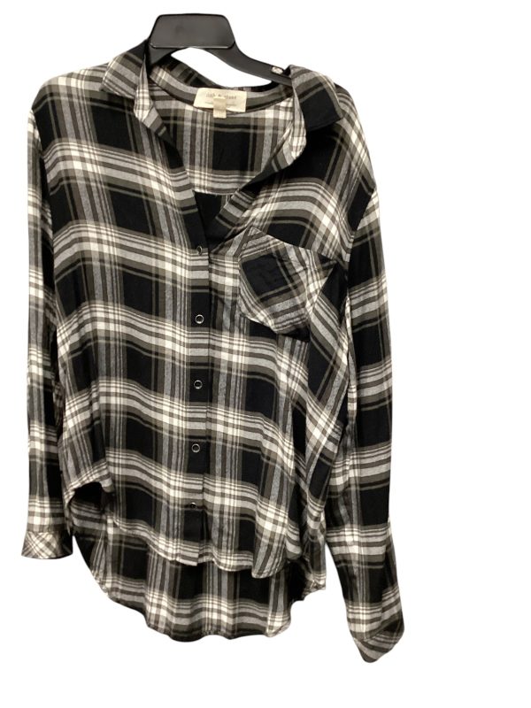 Top Long Sleeve By Cloth & Stone In Plaid Pattern, Size: L For Cheap