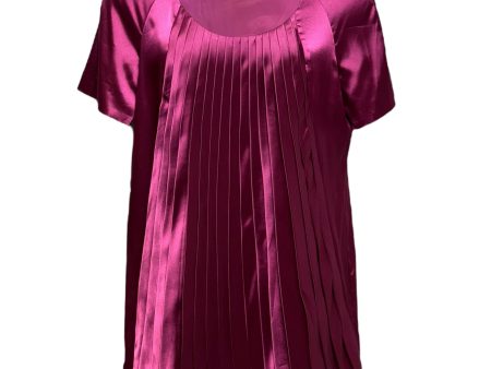 Pleated Satin Tunic Blouse Short Sleeve By Michael By Michael Kors In Pink, Size: 14 Hot on Sale