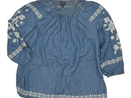 Top 3 4 Sleeve By J. Jill In Blue Denim, Size:S Online