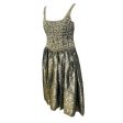 Beaded Jacquard Gown Dress Designer By Escada Couture In Green   Gold, Size: 8 on Sale