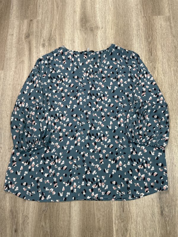 Blouse 3 4 Sleeve By Collective Concepts In Blue, Size: 2x For Sale