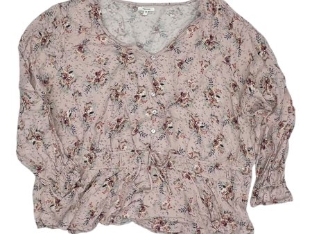 Blouse Ls By Maurices In Pink, Size:3X For Cheap