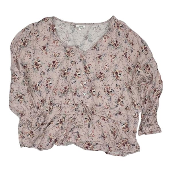 Blouse Ls By Maurices In Pink, Size:3X For Cheap