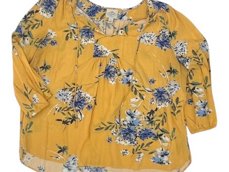 Top 3 4 Sleeve By St Johns Bay In Yellow, Size:Xl Fashion