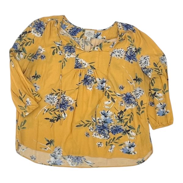 Top 3 4 Sleeve By St Johns Bay In Yellow, Size:Xl Fashion