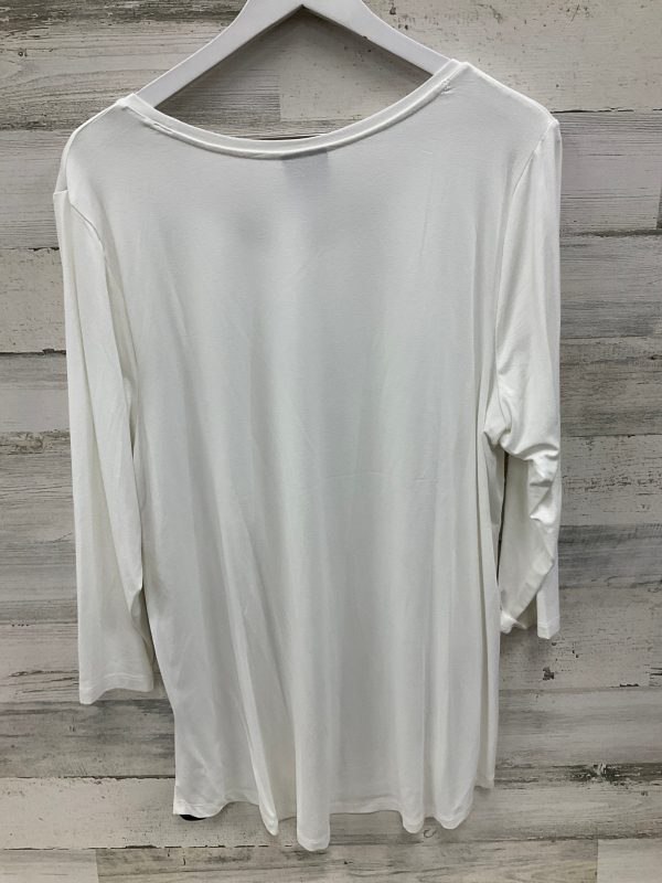 Top 3 4 Sleeve By Jm Collections In White, Size: 2x Online Sale