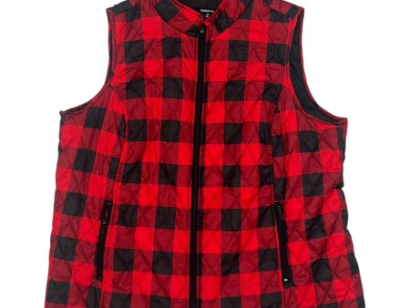 Vest Puffer & Quilted By Relativity In Black & Red, Size:3X Hot on Sale