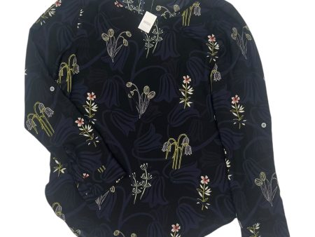 Blouse Ls By Loft In Black & Blue, Size:S Sale