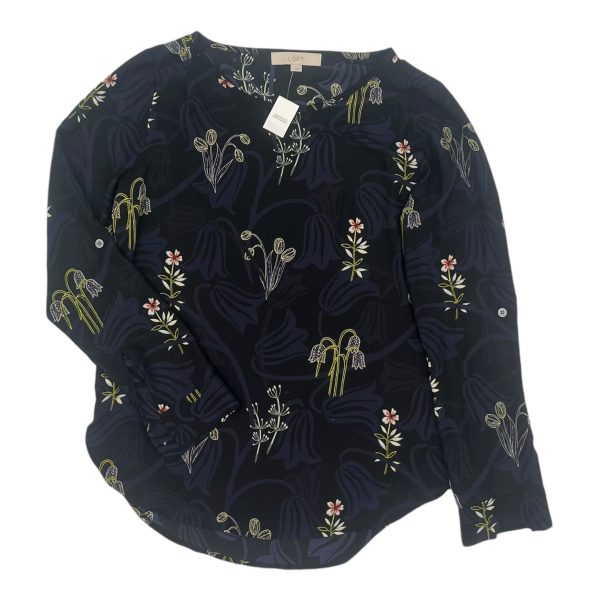 Blouse Ls By Loft In Black & Blue, Size:S Sale