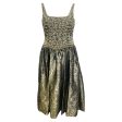 Beaded Jacquard Gown Dress Designer By Escada Couture In Green   Gold, Size: 8 on Sale