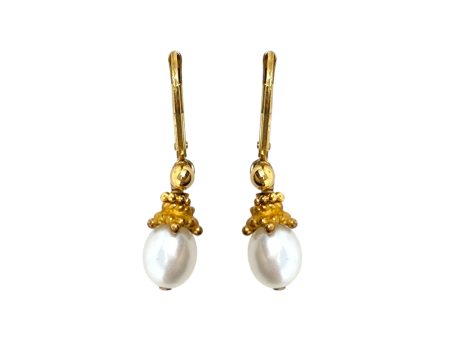 14k Gold Filled Pearl Dangle Earrings By Unbranded Hot on Sale