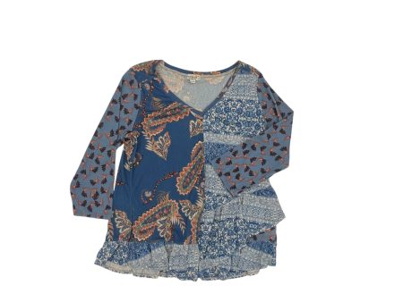 Blouse 3 4 Sleeve By One World In Blue, Size:Xl Online Sale