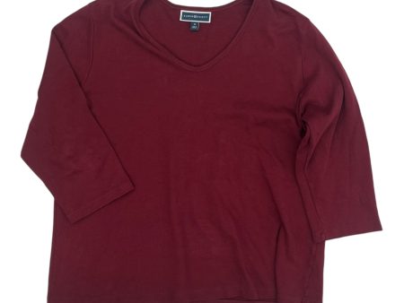 Top 3 4 Sleeve Basic By Karen Scott In Red, Size:2X Fashion