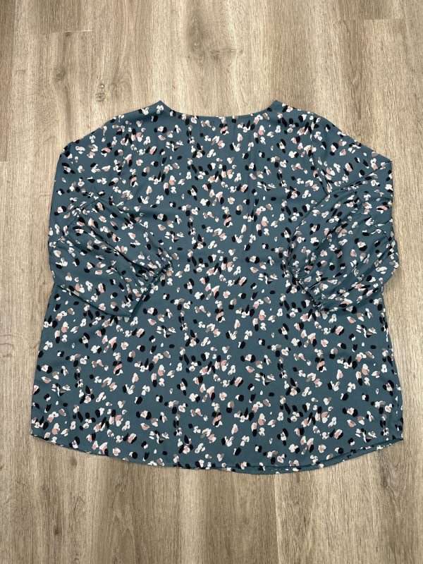 Blouse 3 4 Sleeve By Collective Concepts In Blue, Size: 2x For Sale