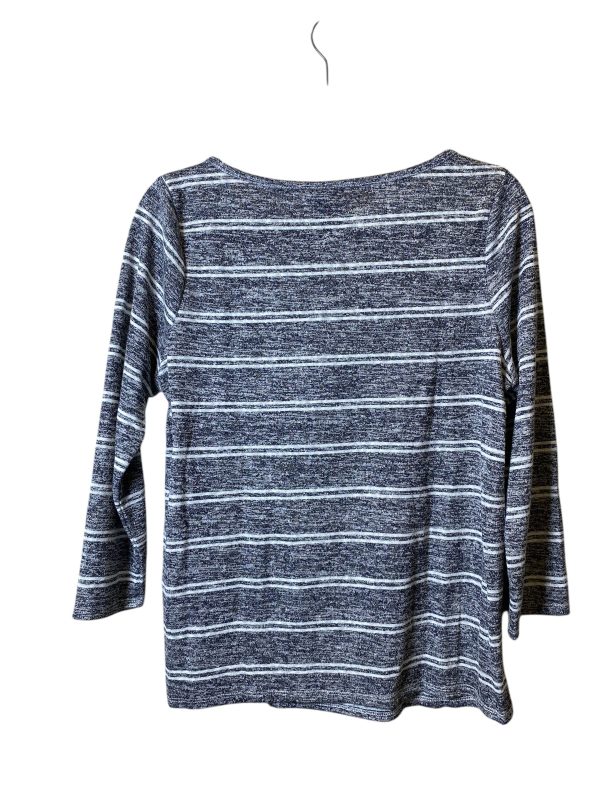 Top Long Sleeve By Bobeau In Grey & White, Size: M Online Sale