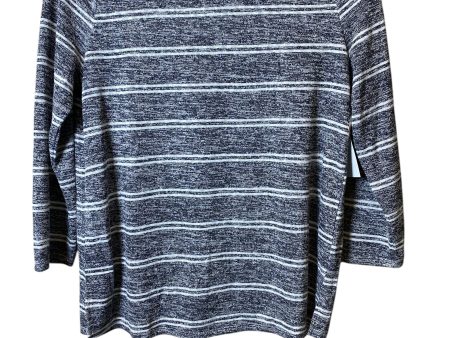 Top Long Sleeve By Bobeau In Grey & White, Size: M Online Sale