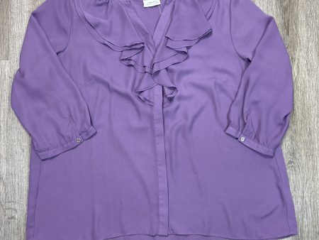 Blouse Long Sleeve By Tahari By Arthur Levine In Purple, Size: 2x For Cheap