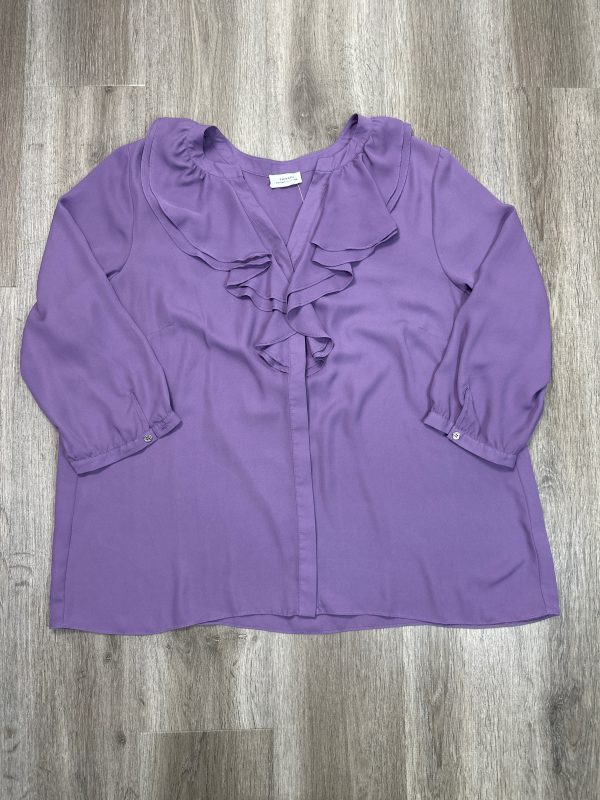 Blouse Long Sleeve By Tahari By Arthur Levine In Purple, Size: 2x For Cheap