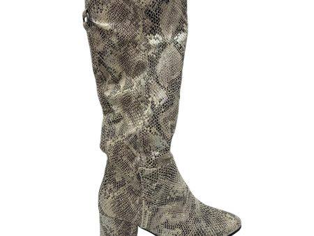 Boots Mid-Calf Heels By Clothes Mentor In Snakeskin Print, Size:6.5 Sale