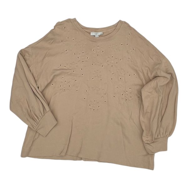 Top Ls By Loft In Tan, Size:2X For Cheap