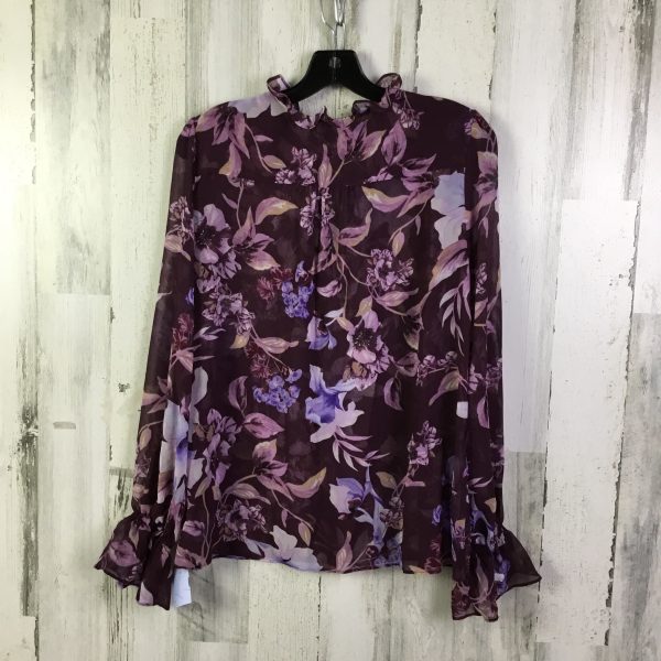 Blouse Long Sleeve By White House Black Market In Purple, Size: M For Cheap