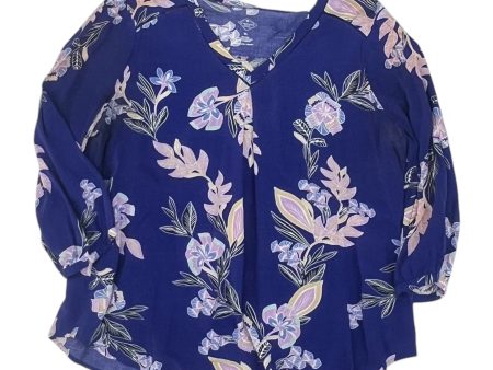 Top 3 4 Sleeve By St Johns Bay In Blue, Size:Xl Online Sale