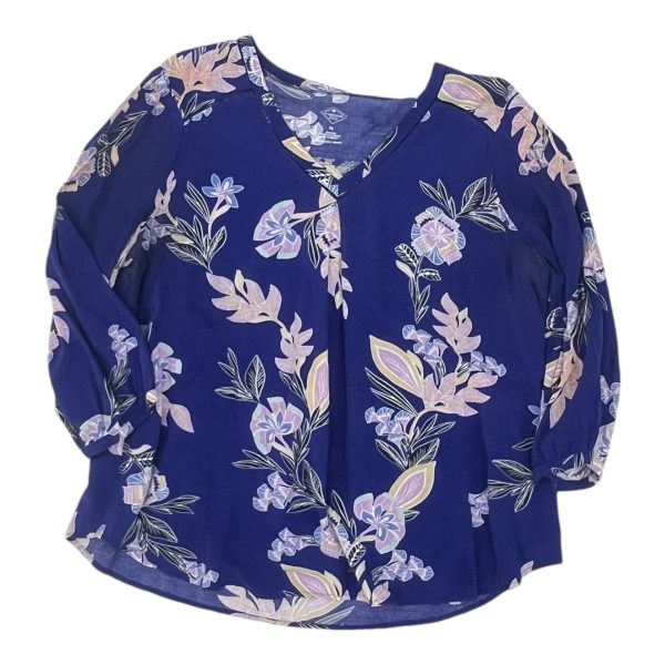 Top 3 4 Sleeve By St Johns Bay In Blue, Size:Xl Online Sale