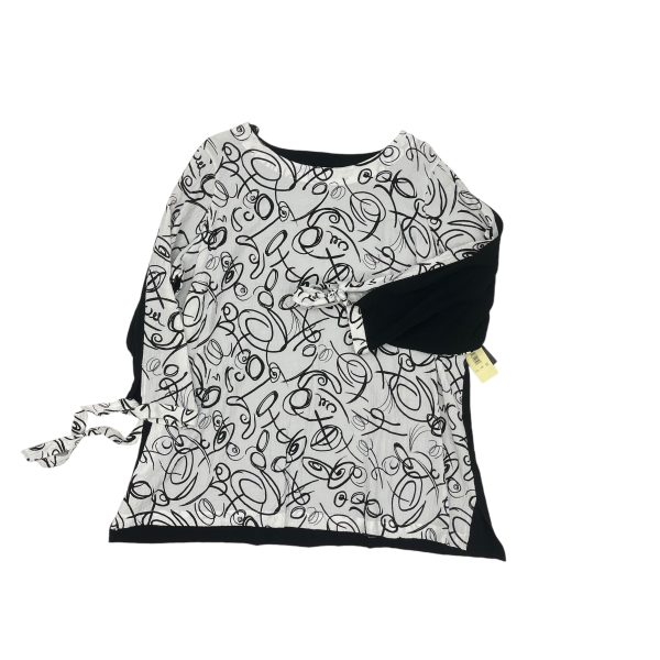 Blouse 3 4 Sleeve By Ali Miles In Black & White, Size:1X For Sale